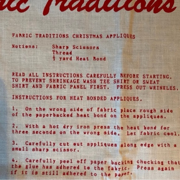 VINTAGE 1992 Fabric Traditions Christmas Appliqué Panel - DIY Holiday Crafts - Picture 4 of 11